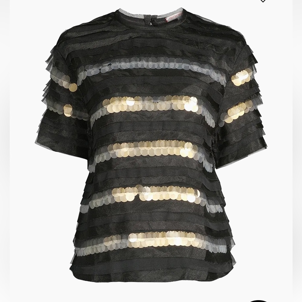 NWT Frances Valentine Lainie Sequined Stripe Top - Size L